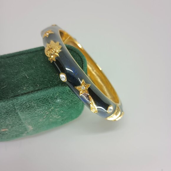 Celestial Midnight Blue Enamel Bangle Bracelet - Picture 2 of 5